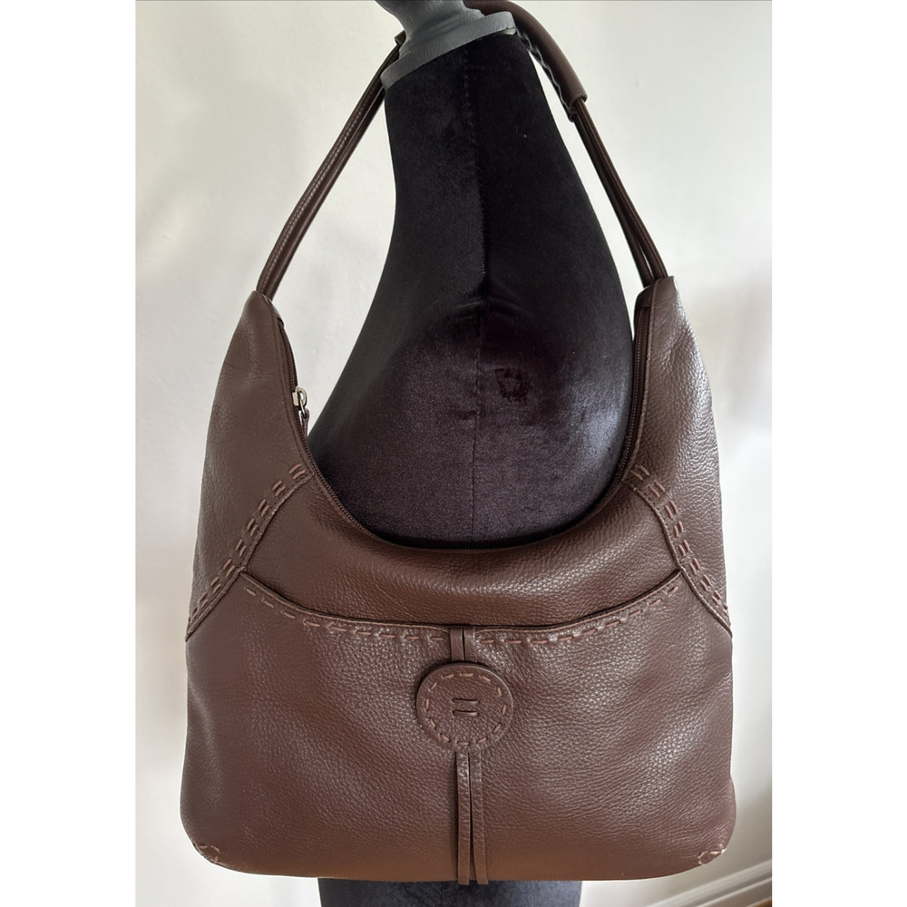 J Jill Brown Leather Shoulder Bag Minimalist Boho Quiet Luxury Lagenlook
